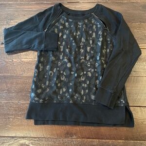 Marc New York Performance Sheer Cheetah Sweater w/zip details, S, minor pilling